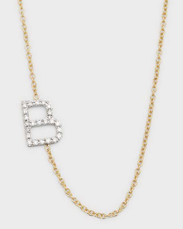 Diamond Asymmetrical Initial Necklace, B
